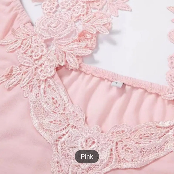 JUST LISTED  New Light Pink Top with Lacey Neckline - Picture 5 of 7